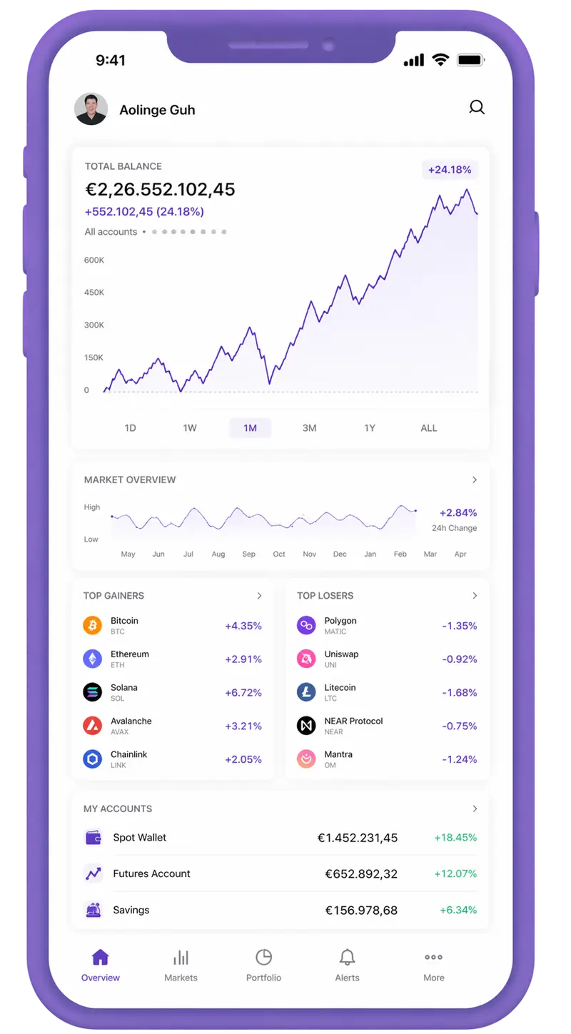リエトク mobile app showing portfolio overview